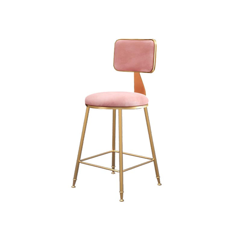 Glam Metal Barstool Velvet Gold Furniture in Matte Finish for Indoor