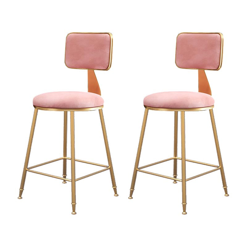 Glam Metal Barstool Velvet Gold Furniture in Matte Finish for Indoor