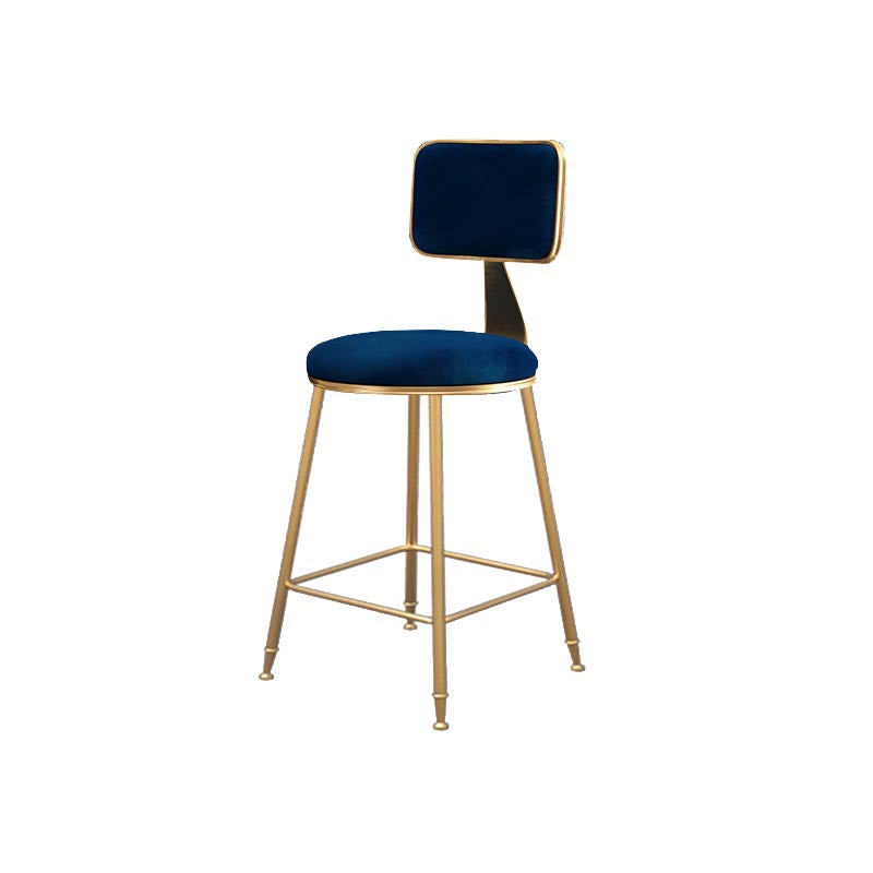 Glam Metal Barstool Velvet Gold Furniture in Matte Finish for Indoor