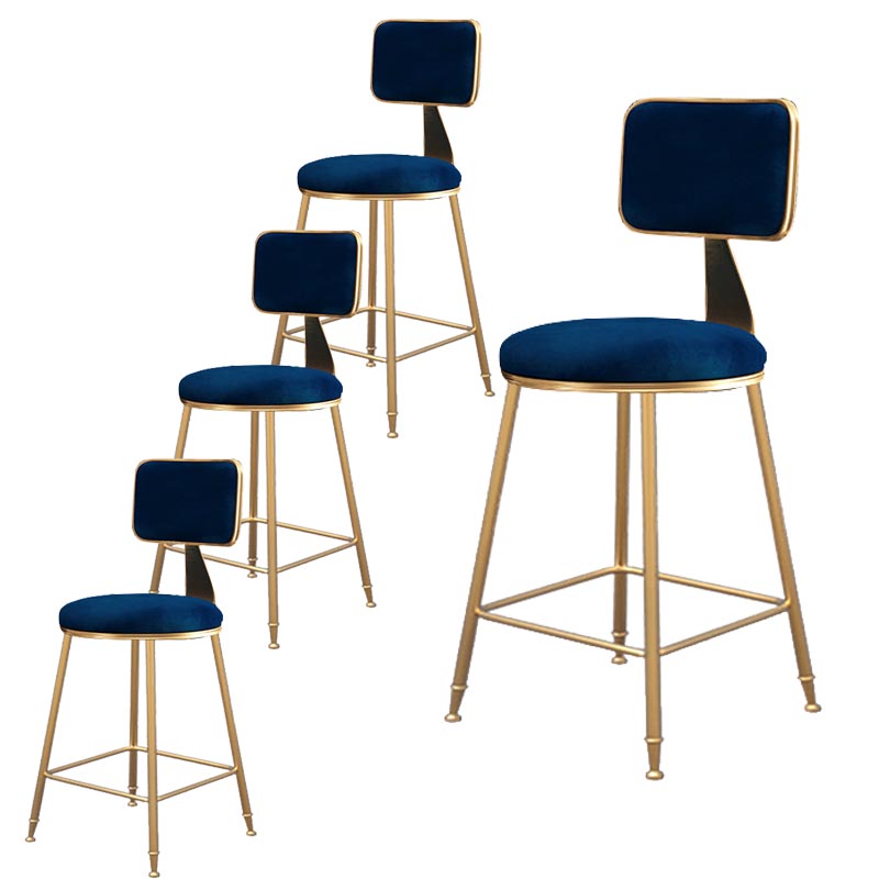 Glam Metal Barstool Velvet Gold Furniture in Matte Finish for Indoor