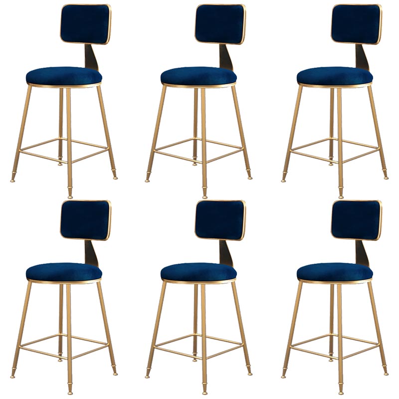 Glam Metal Barstool Velvet Gold Furniture in Matte Finish for Indoor