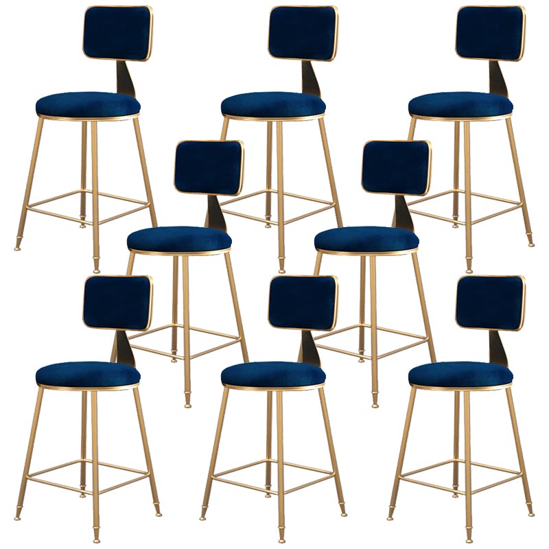 Glam Metal Barstool Velvet Gold Furniture in Matte Finish for Indoor