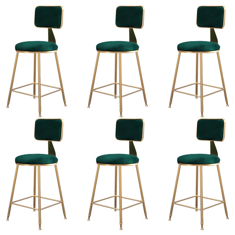 Glam Metal Barstool Velvet Gold Furniture in Matte Finish for Indoor