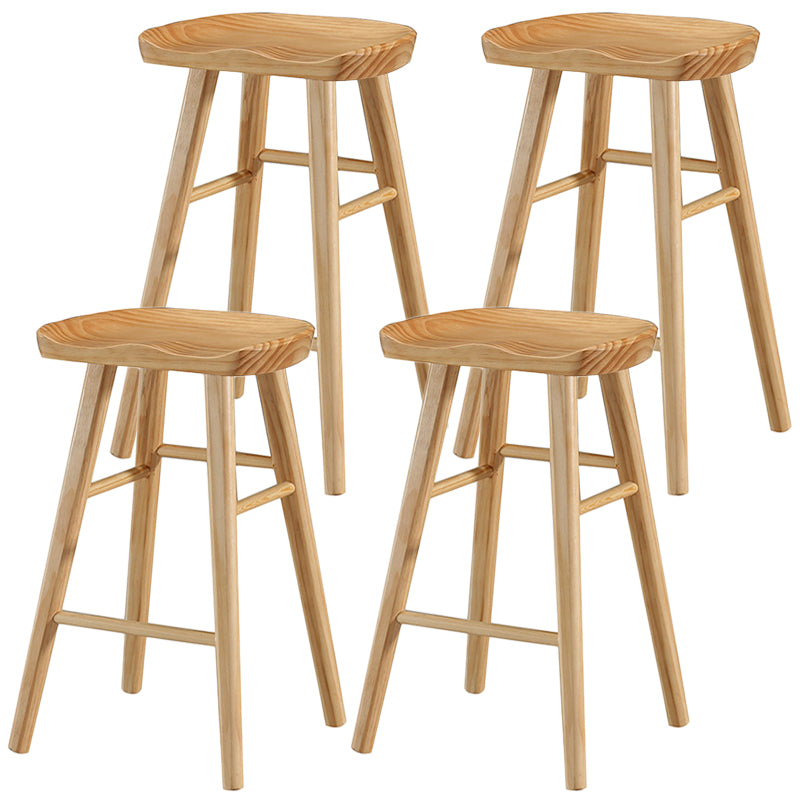 Modern Backless Footrest Stool Contoured Pine Solid Wood Bar Stool