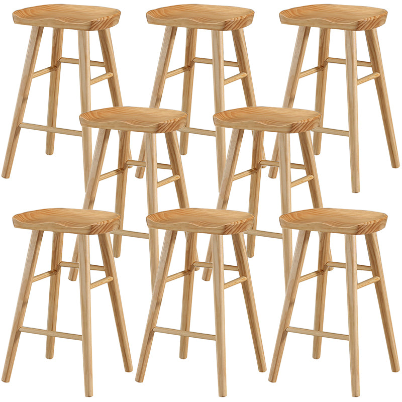 Modern Backless Footrest Stool Contoured Pine Solid Wood Bar Stool