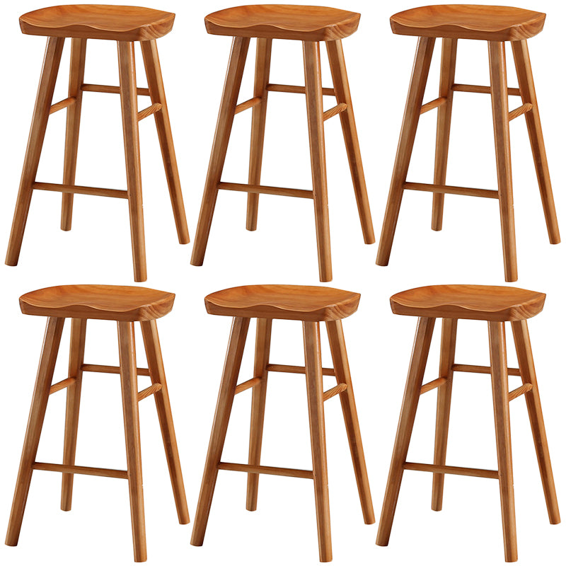 Modern Backless Footrest Stool Contoured Pine Solid Wood Bar Stool