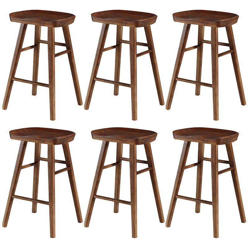 Modern Backless Footrest Stool Contoured Pine Solid Wood Bar Stool