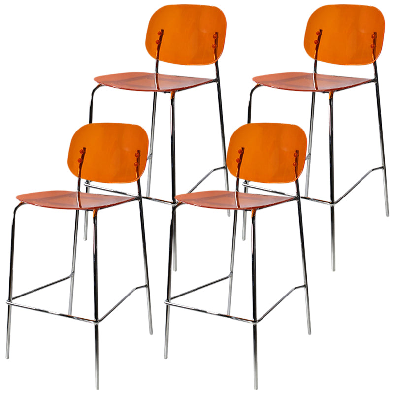 Modern Silver Base Counter Stool Rectangle Acrylic Footrest Counter-height Stool