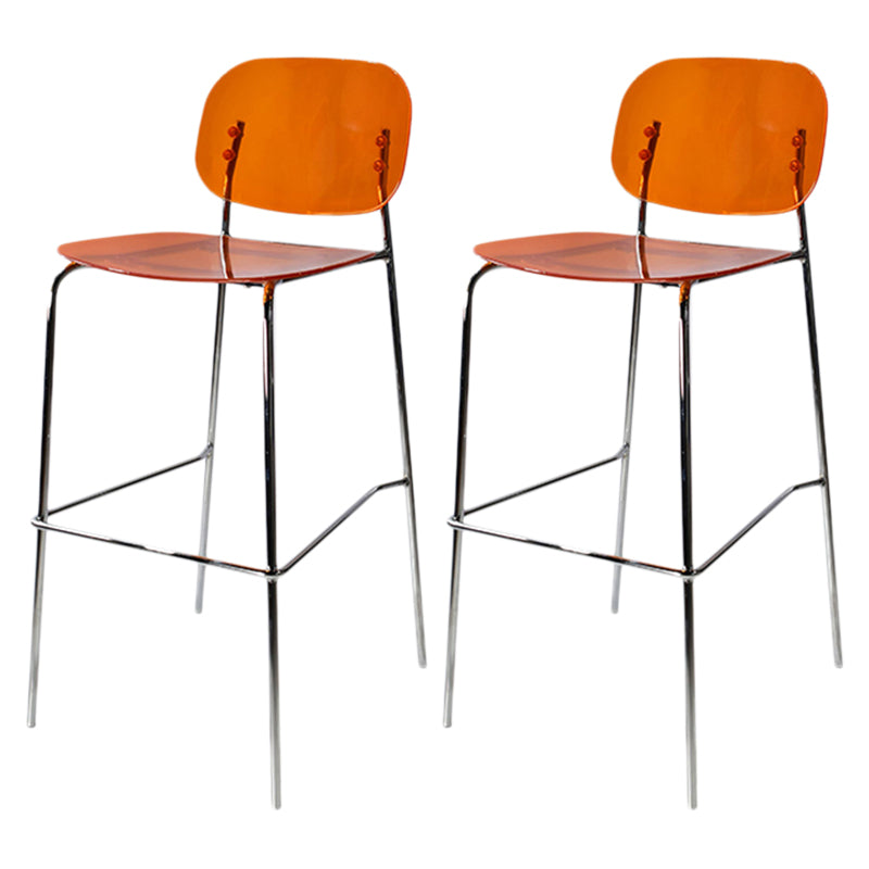 Modern Silver Base Counter Stool Rectangle Acrylic Footrest Counter-height Stool