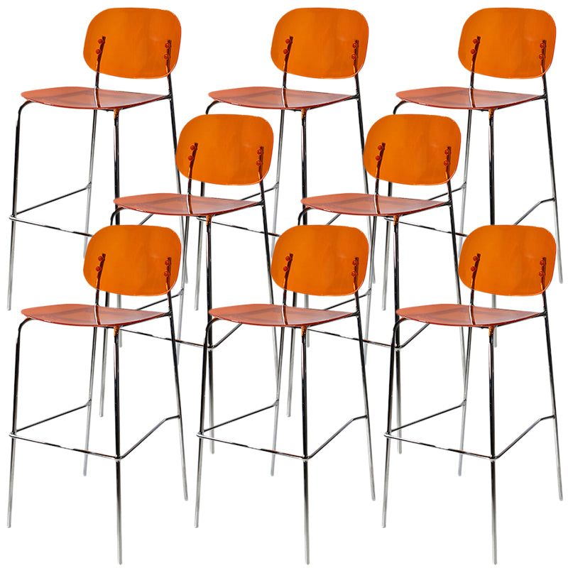 Modern Silver Base Counter Stool Rectangle Acrylic Footrest Counter-height Stool