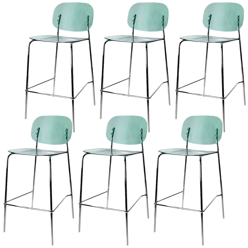 Modern Silver Base Counter Stool Rectangle Acrylic Footrest Counter-height Stool