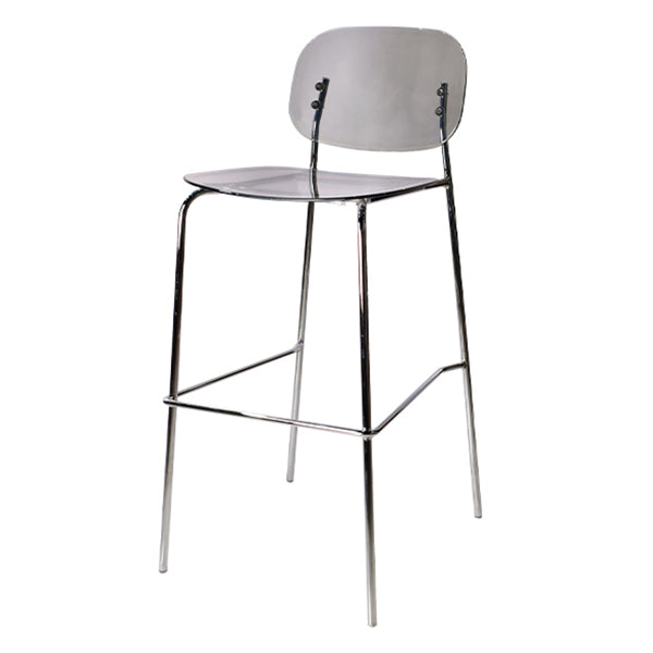 Modern Silver Base Counter Stool Rectangle Acrylic Footrest Counter-height Stool