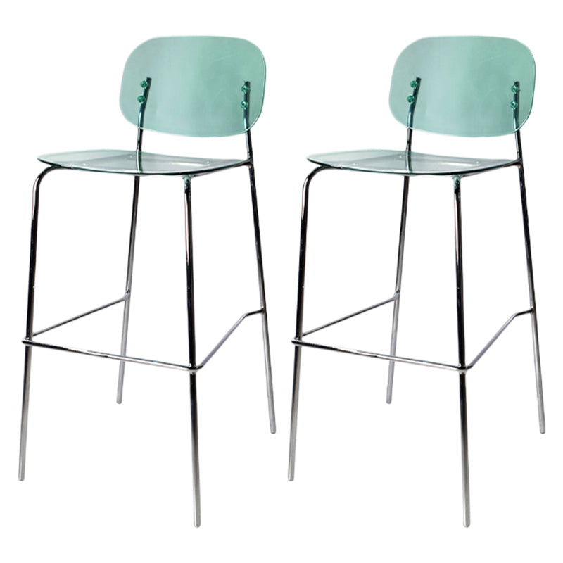 Modern Silver Base Counter Stool Rectangle Acrylic Footrest Counter-height Stool