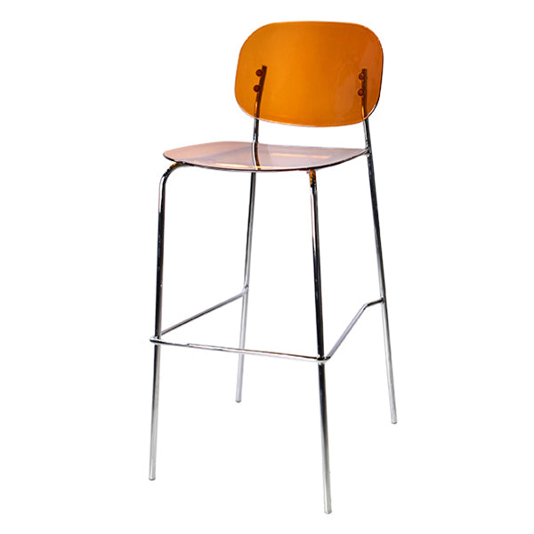 Modern Silver Base Counter Stool Rectangle Acrylic Footrest Counter-height Stool