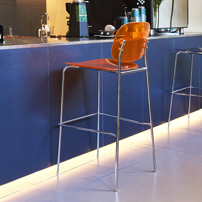 Modern Silver Base Counter Stool Rectangle Acrylic Footrest Counter-height Stool