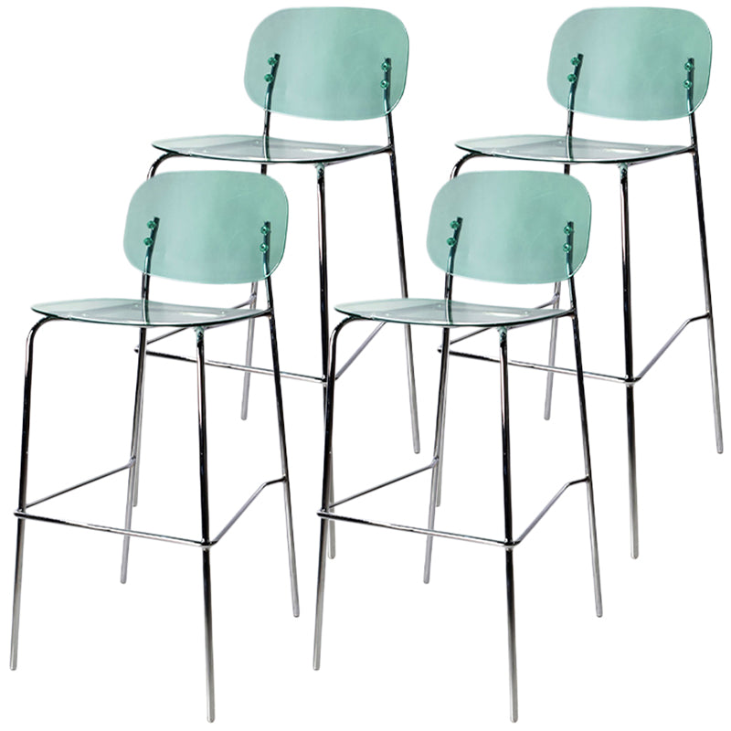 Modern Silver Base Counter Stool Rectangle Acrylic Footrest Counter-height Stool