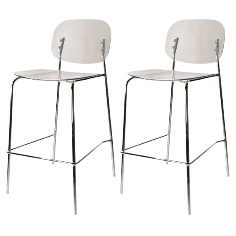 Modern Silver Base Counter Stool Rectangle Acrylic Footrest Counter-height Stool