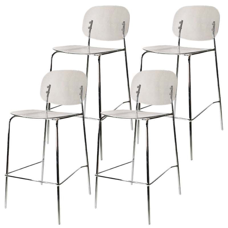 Modern Silver Base Counter Stool Rectangle Acrylic Footrest Counter-height Stool