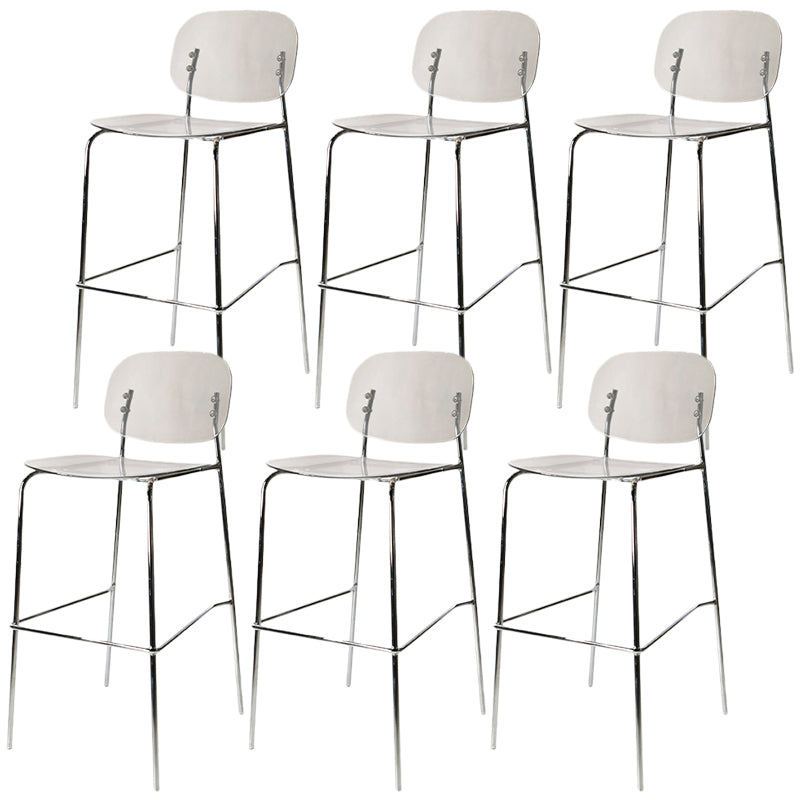 Modern Silver Base Counter Stool Rectangle Acrylic Footrest Counter-height Stool