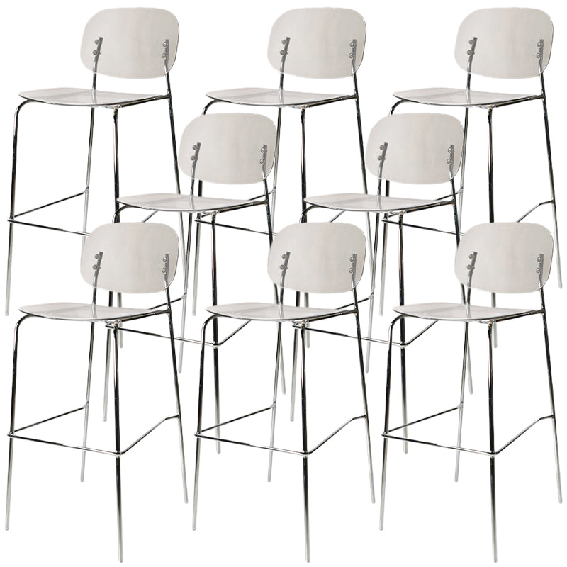 Modern Silver Base Counter Stool Rectangle Acrylic Footrest Counter-height Stool