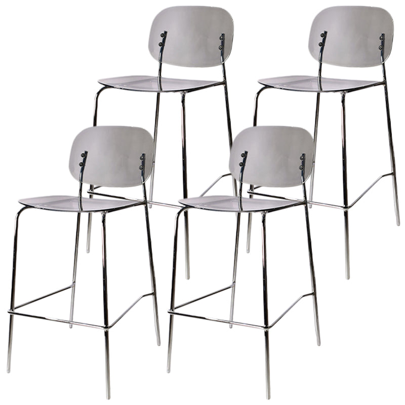Modern Silver Base Counter Stool Rectangle Acrylic Footrest Counter-height Stool