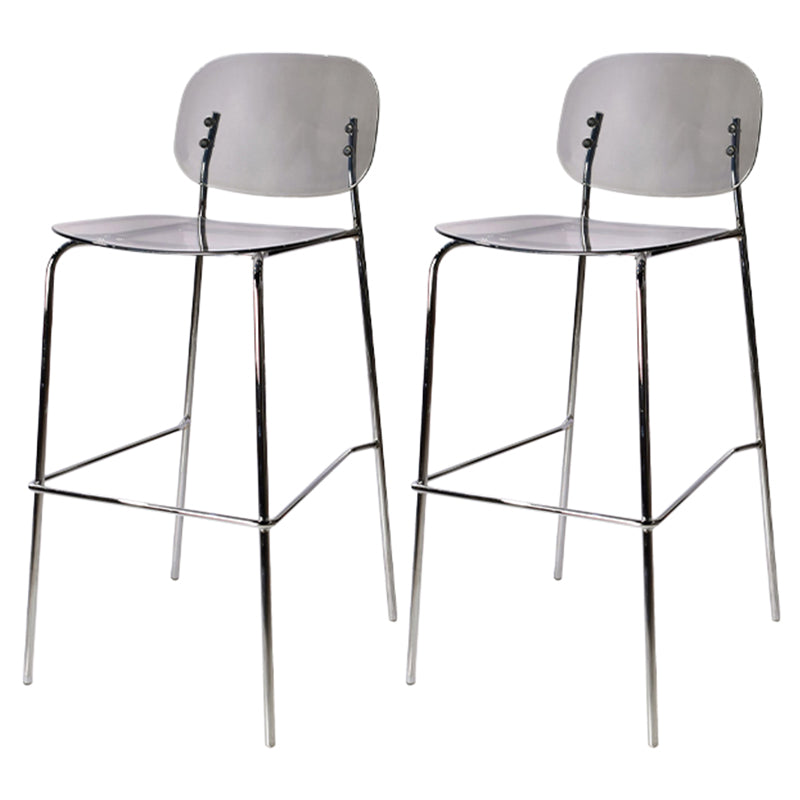 Modern Silver Base Counter Stool Rectangle Acrylic Footrest Counter-height Stool