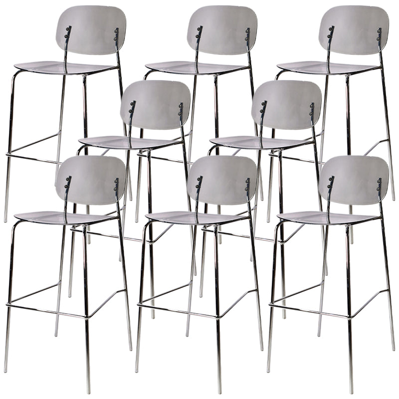 Modern Silver Base Counter Stool Rectangle Acrylic Footrest Counter-height Stool