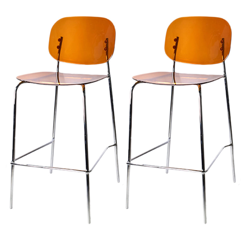 Modern Silver Base Counter Stool Rectangle Acrylic Footrest Counter-height Stool