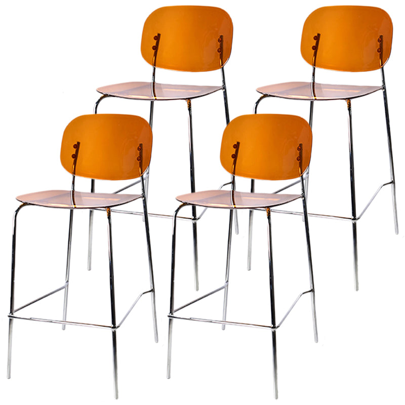 Modern Silver Base Counter Stool Rectangle Acrylic Footrest Counter-height Stool