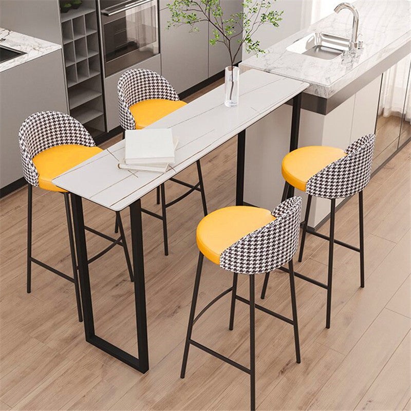 Glam Metal Barstool Faux Leather Cushion in Matte Finish for Indoor