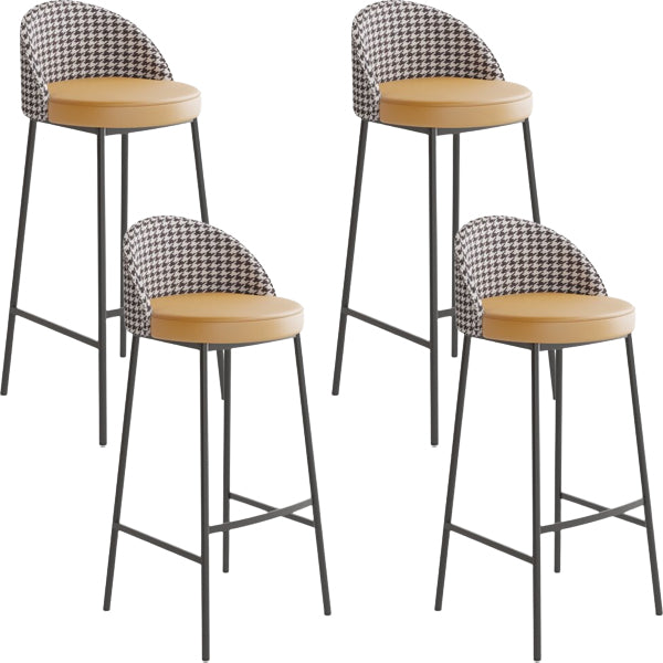 Glam Metal Barstool Faux Leather Cushion in Matte Finish for Indoor