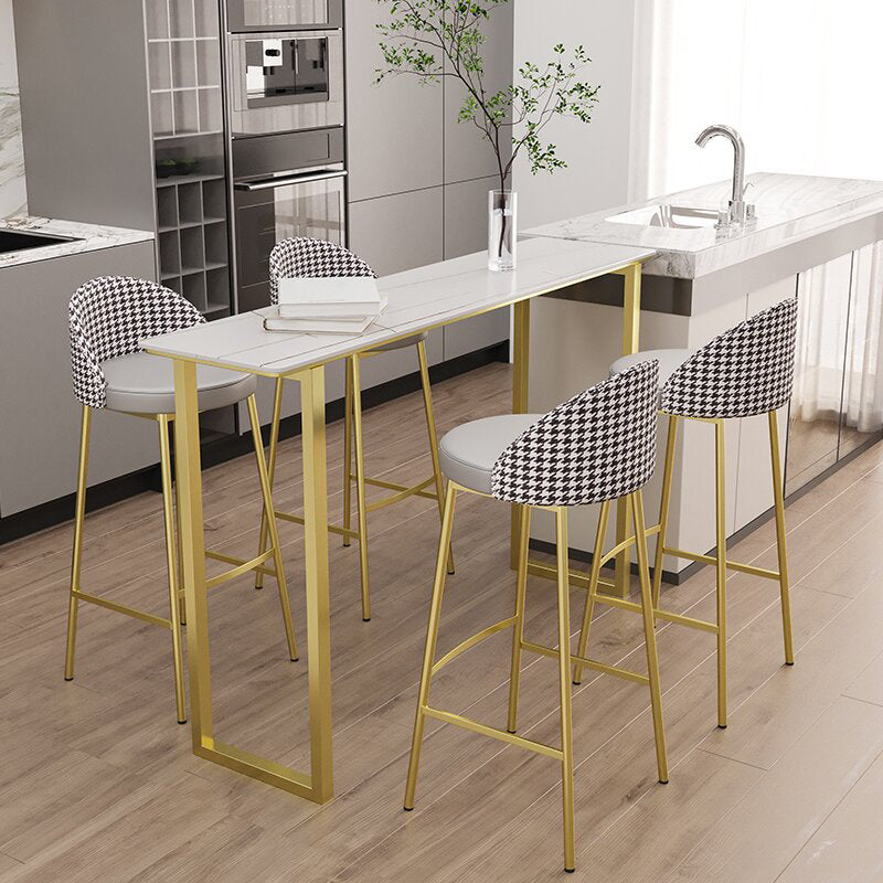 Glam Metal Barstool Faux Leather Cushion in Matte Finish for Indoor