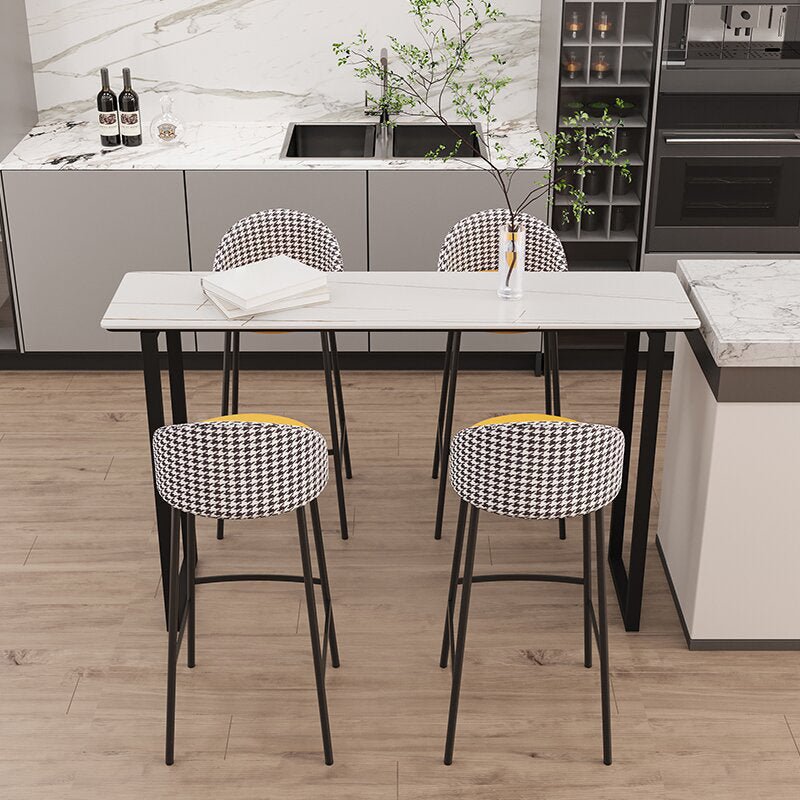 Glam Metal Barstool Faux Leather Cushion in Matte Finish for Indoor