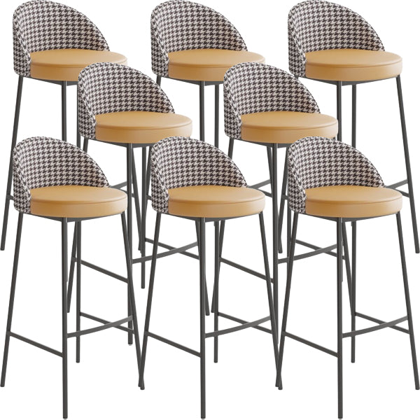 Glam Metal Barstool Faux Leather Cushion in Matte Finish for Indoor