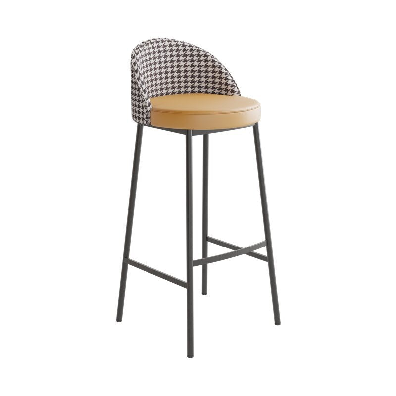 Glam Metal Barstool Faux Leather Cushion in Matte Finish for Indoor