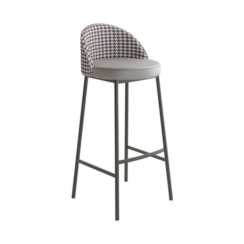 Glam Metal Barstool Faux Leather Cushion in Matte Finish for Indoor