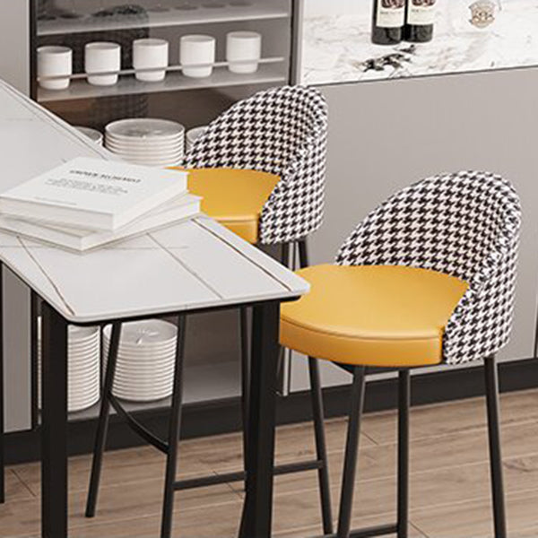 Glam Metal Barstool Faux Leather Cushion in Matte Finish for Indoor