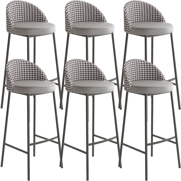 Glam Metal Barstool Faux Leather Cushion in Matte Finish for Indoor