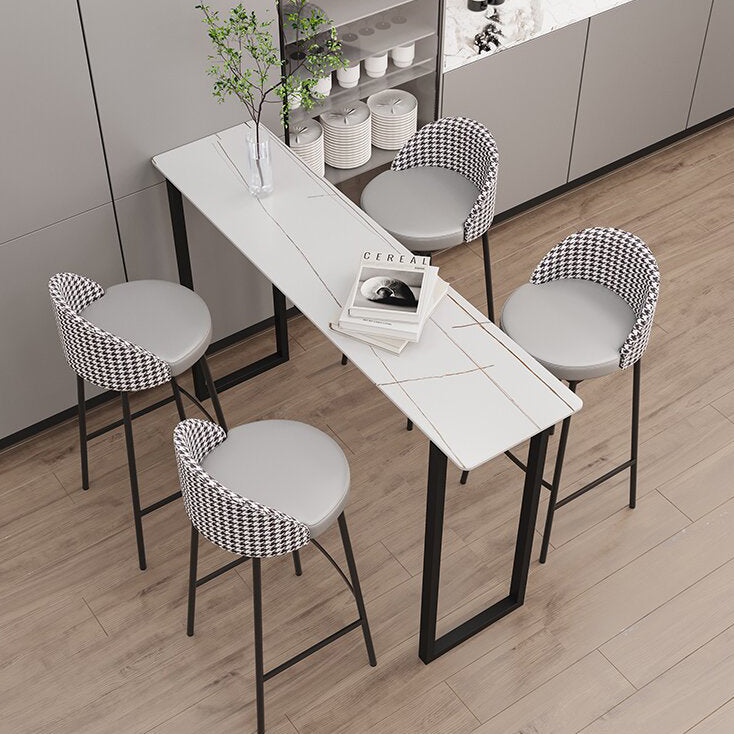 Glam Metal Barstool Faux Leather Cushion in Matte Finish for Indoor