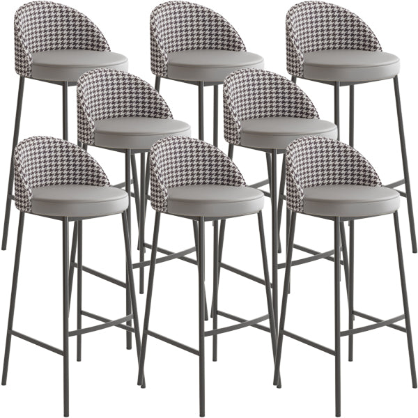 Glam Metal Barstool Faux Leather Cushion in Matte Finish for Indoor