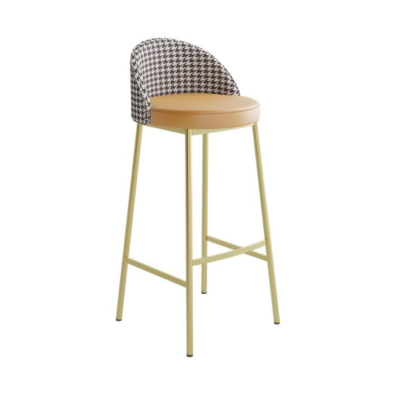 Glam Metal Barstool Faux Leather Cushion in Matte Finish for Indoor