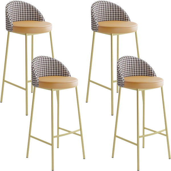 Glam Metal Barstool Faux Leather Cushion in Matte Finish for Indoor