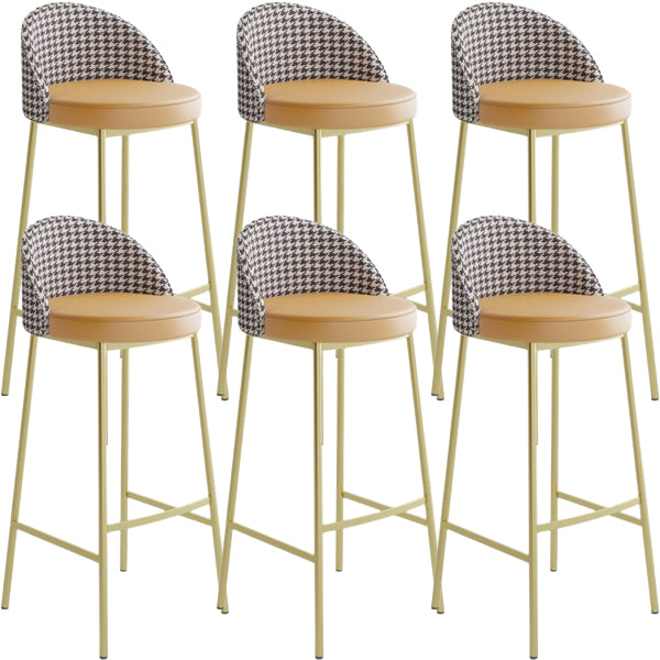 Glam Metal Barstool Faux Leather Cushion in Matte Finish for Indoor