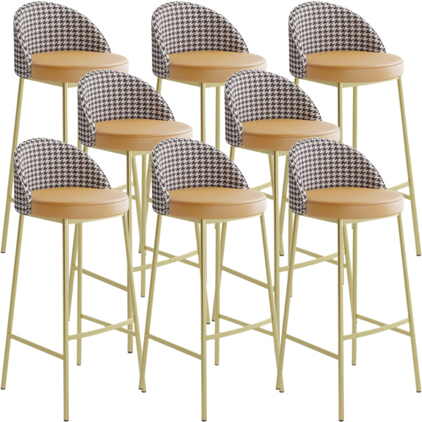 Glam Metal Barstool Faux Leather Cushion in Matte Finish for Indoor