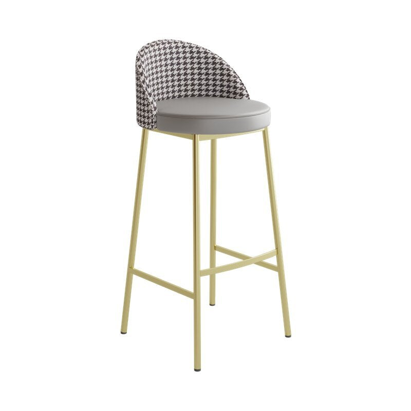Glam Metal Barstool Faux Leather Cushion in Matte Finish for Indoor