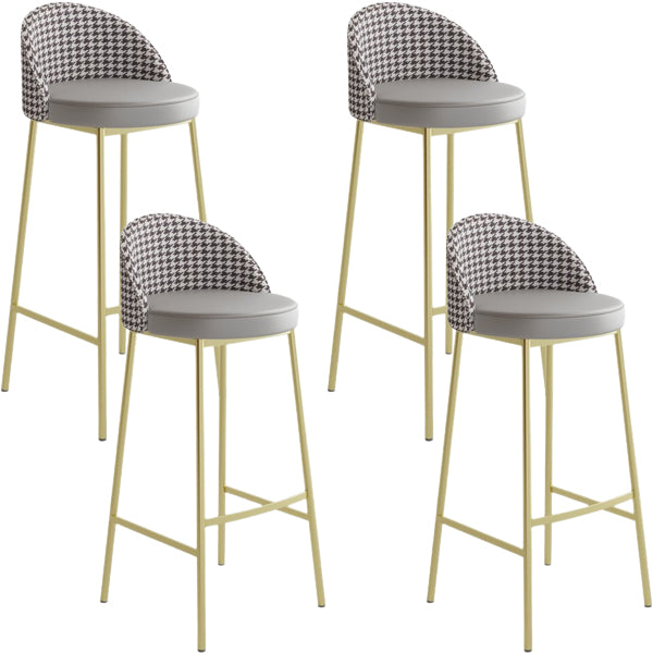 Glam Metal Barstool Faux Leather Cushion in Matte Finish for Indoor