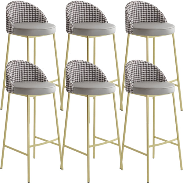 Glam Metal Barstool Faux Leather Cushion in Matte Finish for Indoor