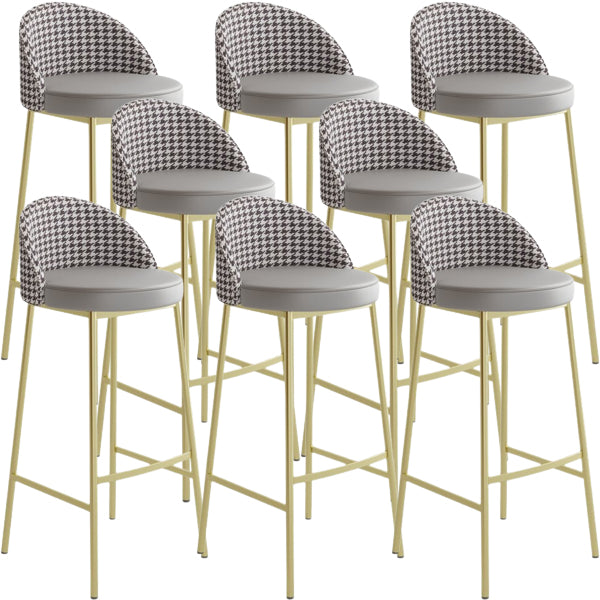 Glam Metal Barstool Faux Leather Cushion in Matte Finish for Indoor