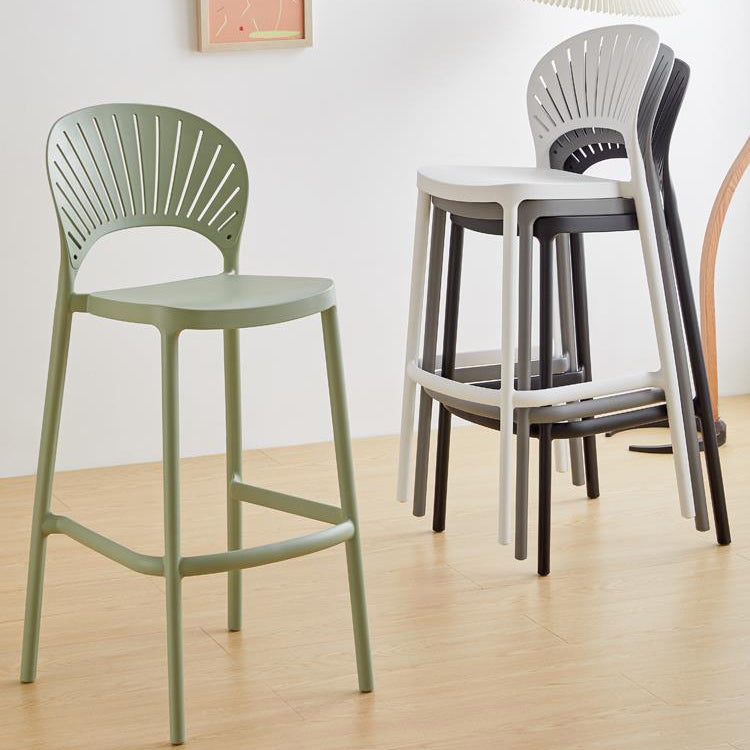 Modern Low Back Bar Stool Plastic Footrest Stackable Counter Stool