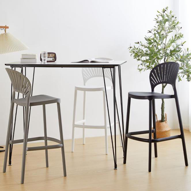 Modern Low Back Bar Stool Plastic Footrest Stackable Counter Stool